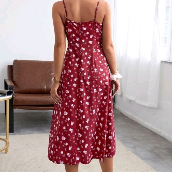 Floral Red Midi Dress - Picture 2 of 11